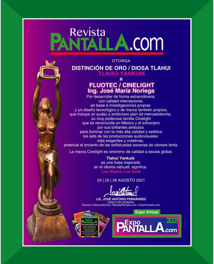 2021 Ing. José María Noriega GOLD DISTINCTION  Distinción de ORO Diosa Tlahui Mercadotecnia Internacional 