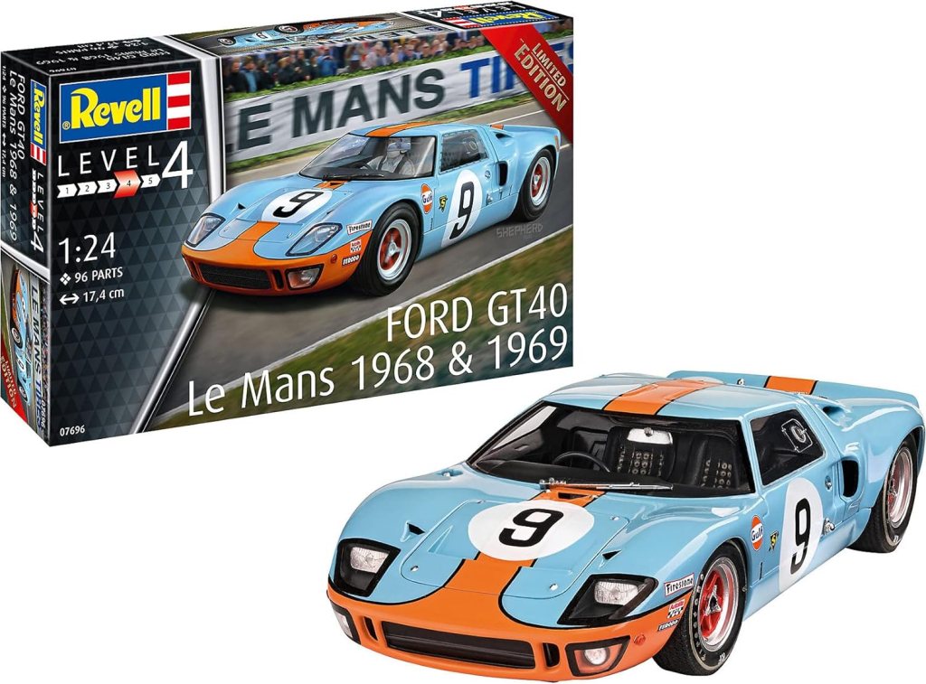 Revell Vell 07696 Ford GT 40 Le Mans 1968 - Kit de modelo de edición limitada escala 1:24, sin barnizar
Marca: Revell
