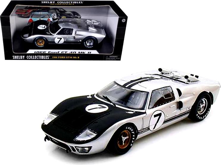 1966 Ford GT-40 MK 2 Silver #7 1/18 by Shelby Collectibles 404 by Shelby Collect