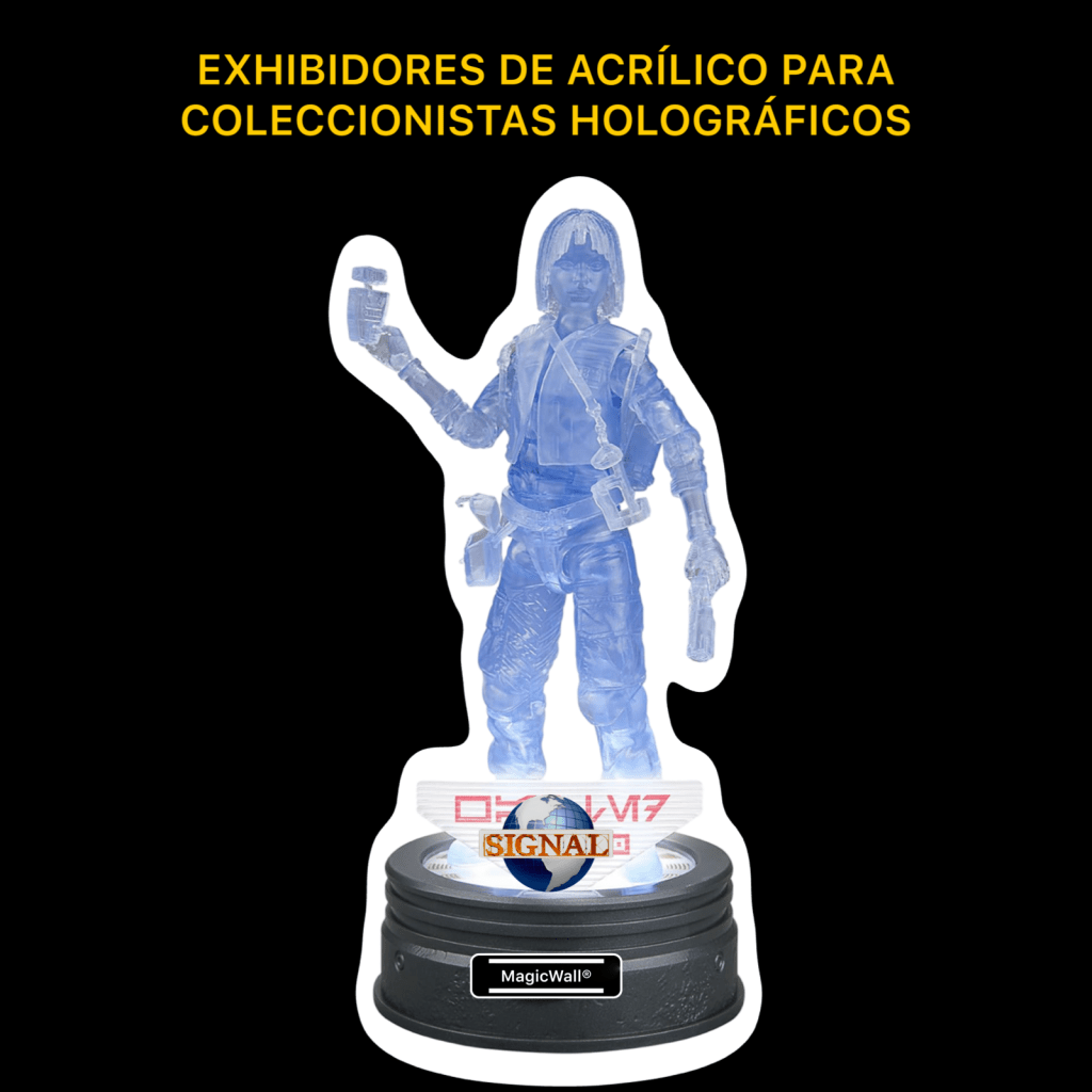 Esta colección incluye figuras de acción de personajes como The Mandalorian, Han Solo y Ahsoka Tano, presentadas en un estilo holográfico.