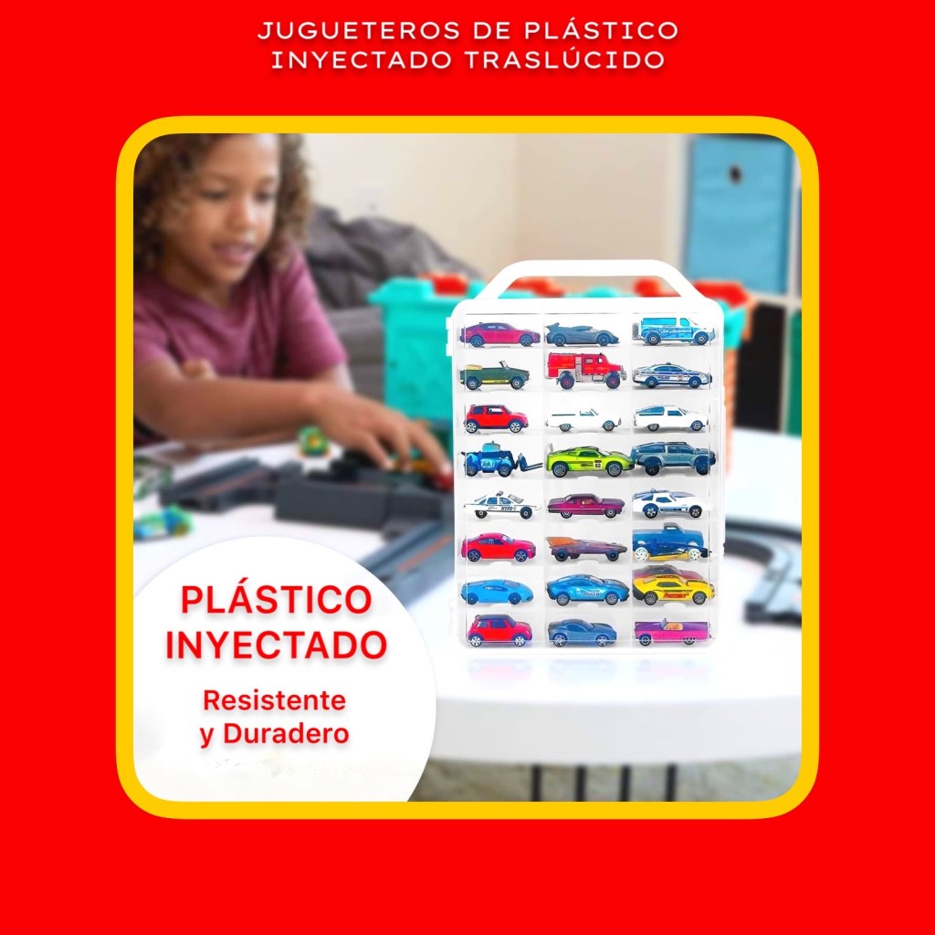 Es muy fácil de recoger y transportar para coches de juguete a escala 1:64 . Tiene 48 compartimentos para coches de juguete: el estuche de almacenamiento tiene un diseño con 48 ranuras individuales, lo que te permite almacenar 48 coches de juguete, coches Matchbox, sin que se golpeen entre sí.